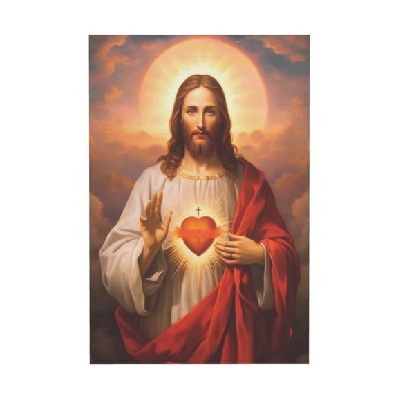 Aarocafa Unframed Sacred Heart of Jesus Canvas Art -Divine Mercy Christian Wall Decor 8x10"| Christ Jesus Portrait Poster| Fade-Resistant Religious Artwork| Spiritual Home Living Room Bedroom Decor