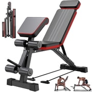 BAOKALER 7 Levels Adjustable Weight Bench with Extended Headrest & Leg Extension, Foldable Dumbbell Workout Bench, Supports Up to 770 lbs, Incline & Decline Positions for Full Body Strength Training