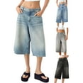 thumbnail image 3 of Michellecmm  Women Capri Pants, Low Waist 3/4 Length Pants Casual Cropped Jeans, 3 of 9