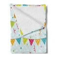 thumbnail image 2 of Birthday Soft Flannel Fleece Throw Blanket, Colorful Triangular Party Flags on the Ropes Swirls and Stars Kids Design, Cozy Plush for Indoor and Outdoor Use, 50" x 70", Multicolor, by Ambesonne, 2 of 5