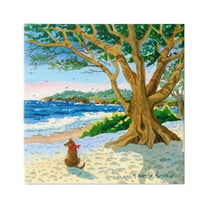Stupell Industries Dog On Beach Painting Nature Painting Gallery Wrapped Canvas Print Wall Art, 24 x 24