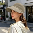 thumbnail image 2 of AJGRHE Women's Knitted Breathable Wide Brim Sun Hat Casual Summer Outdoor Beach Travel Accessory Wide Brim Sun Hat for Women Beach Visor Cap Sports Golf Hiking Khaki One Size, 2 of 4