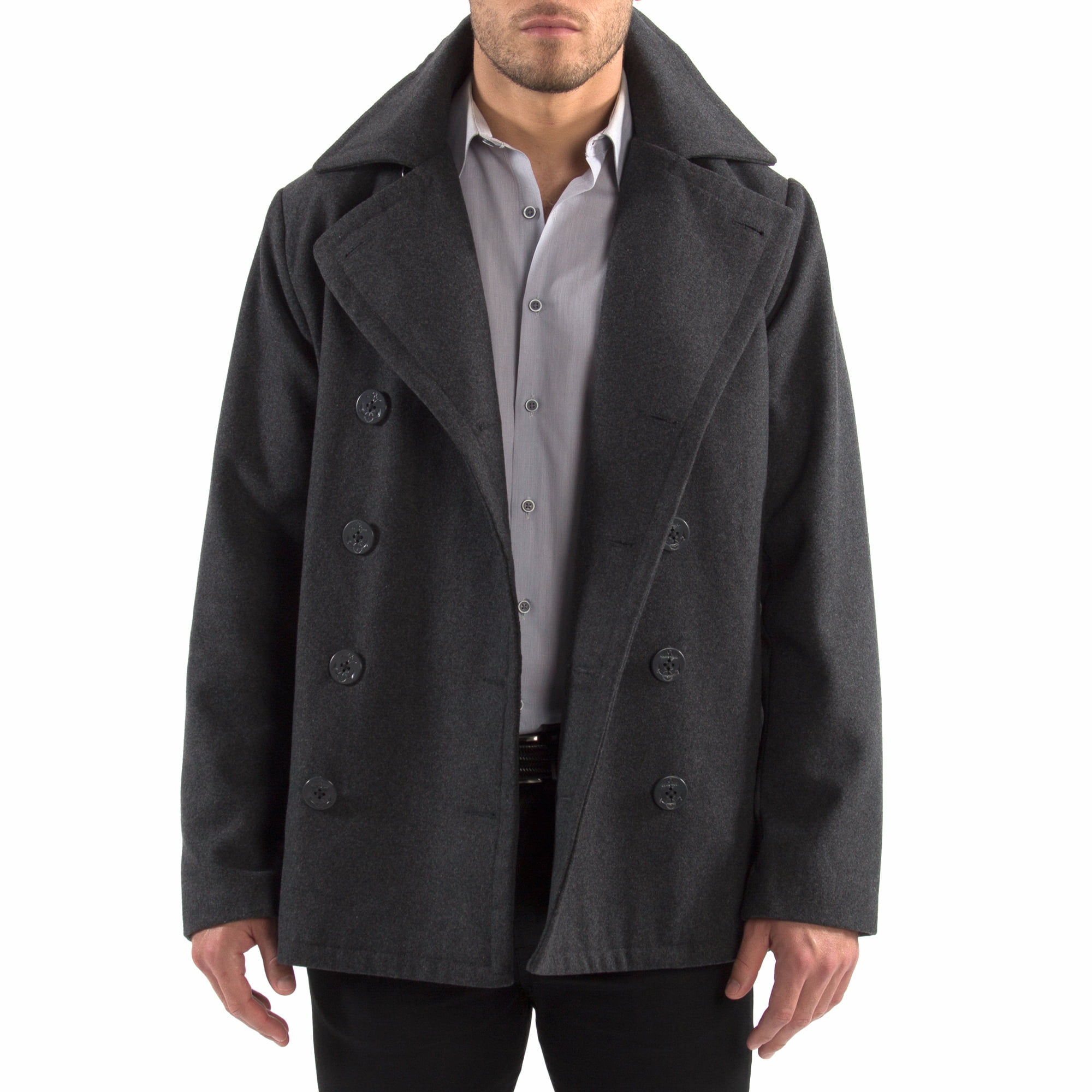 Men's Pea Coat Winter Warm Lapel Double-Breasteed Overcoat Long Jacket  Fashion