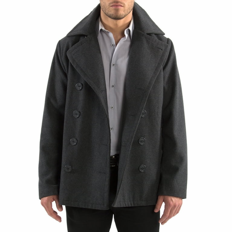 Alpine Swiss Mason Mens Wool Blend Pea Coat Jacket Double Breasted Dress Coat Walmart