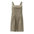 thumbnail image 3 of Fashion Women Casual Sold Color Shoulder Button Suspender Jumpsuits Wide Pocket Leg Pant, 3 of 4