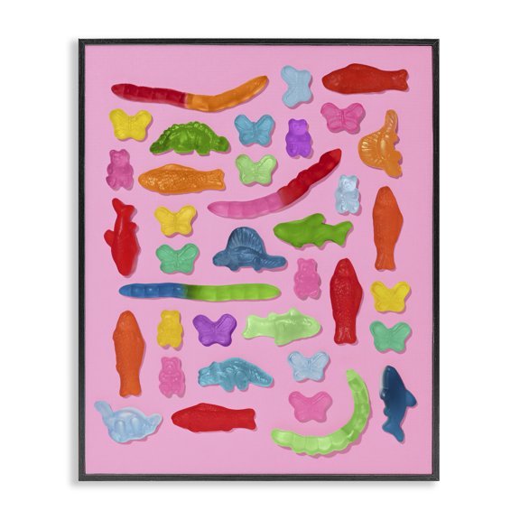 Stupell Industries Pink Gummy Animal Collage Black Framed Giclee Art, design by LISH Creative