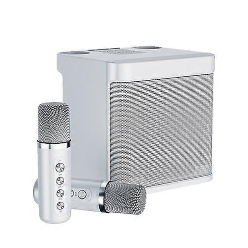 YS-203 Bluetooth Karaoke Speaker Wireless Microphone (Silver)