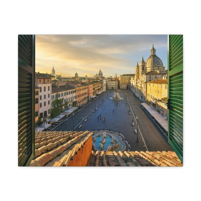 Canvas Print Wall Art Window Rome Italy View Nature Photography Realism Scenic Landscape Colorful Multicolor for Home Decor Ready to Hang