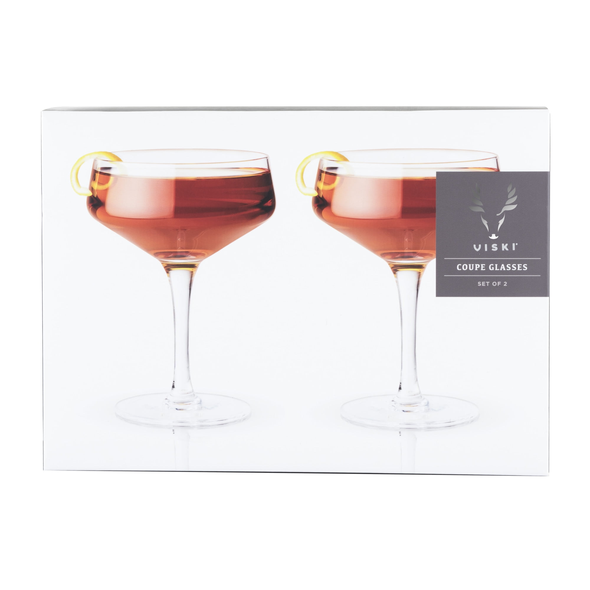 Viski Raye Angled Burgundy Glasses Set of 2 - Premium Crystal Clear Glass,  Modern Stemmed, Flat Bottom Red Wine Gift Set - 21 oz