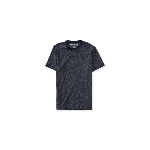 Camiseta henley A87 a rayas Aeropostale para hombre azul XXL