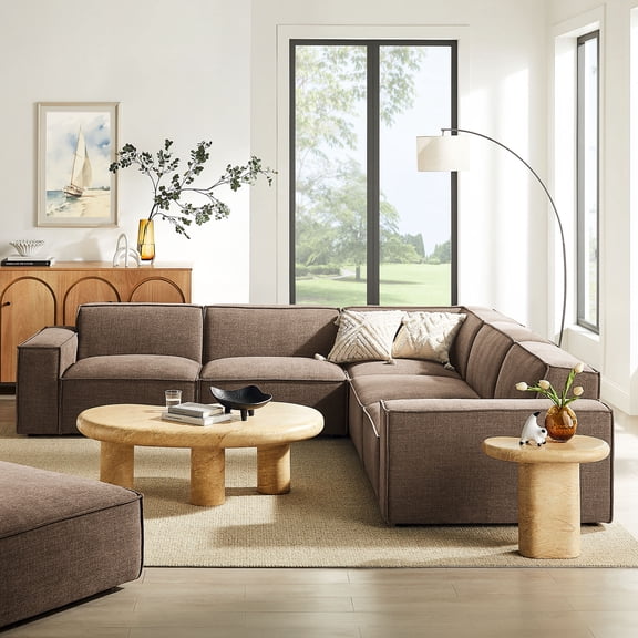 Restore 5-Piece Performance Fabric Upholstered Modular L-Shaped Sofa