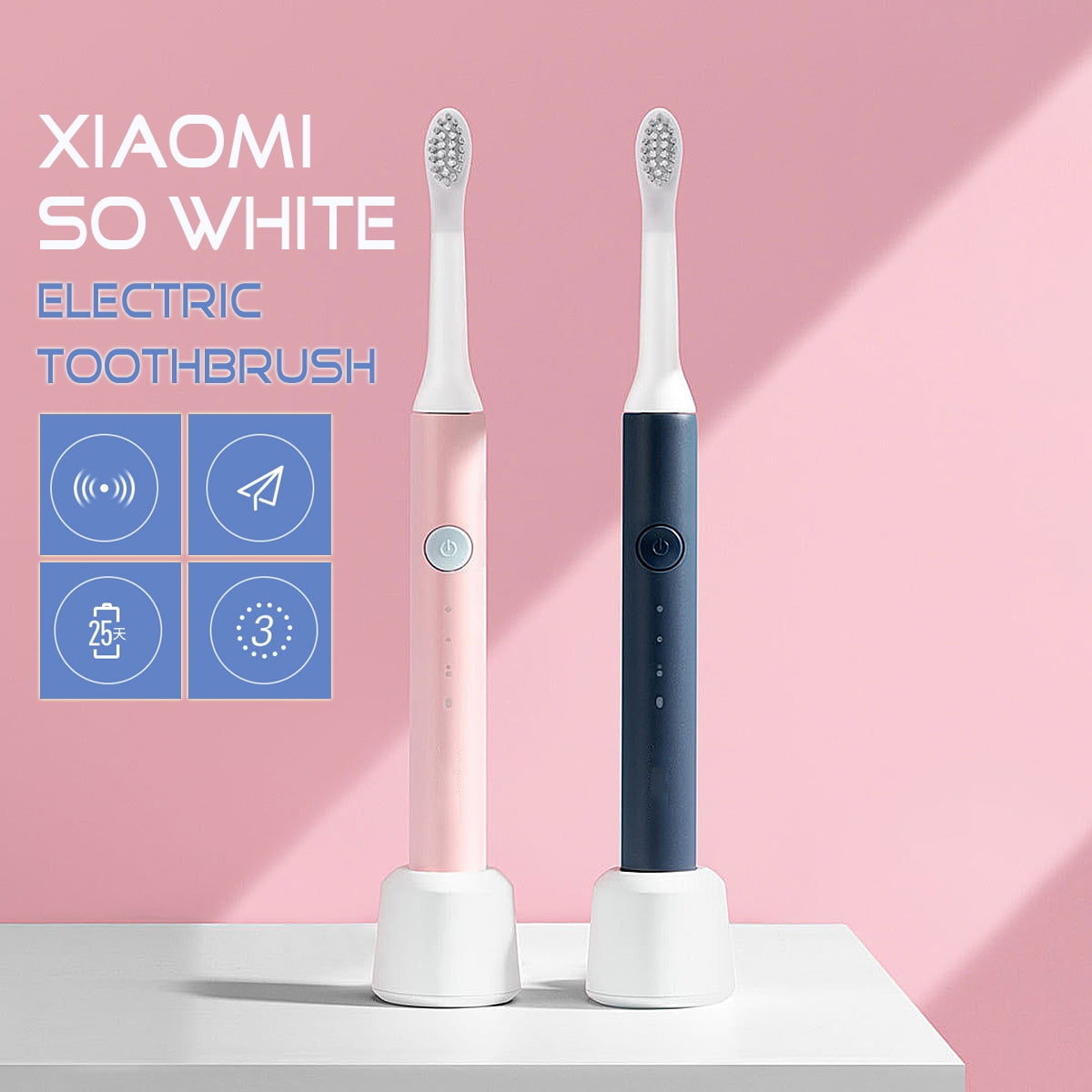 Xiaomi SO WHITE Electric Toothbrush Smart Brush Ultrasonic Wireless USB
