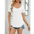 thumbnail image 4 of tarylea Womens T Shirts Short Sleeve Shirts Scoop Neck Summer Tops Solid Color Soft Comfy Tees, 4 of 8