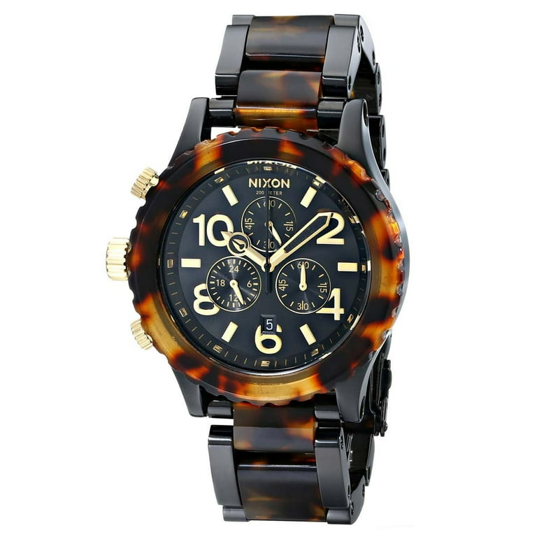 Nixon Women's A037679 42-20 Chrono Black IP Steel & Tortoise