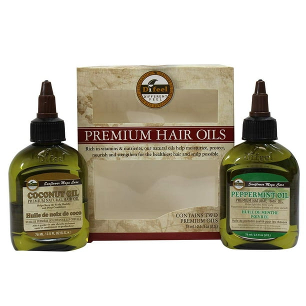 Difeel Premium Natural Hair Oil - Coconut Oil and Peppermint Oil 2.5 oz.  (2-Piece Set) - Walmart.com