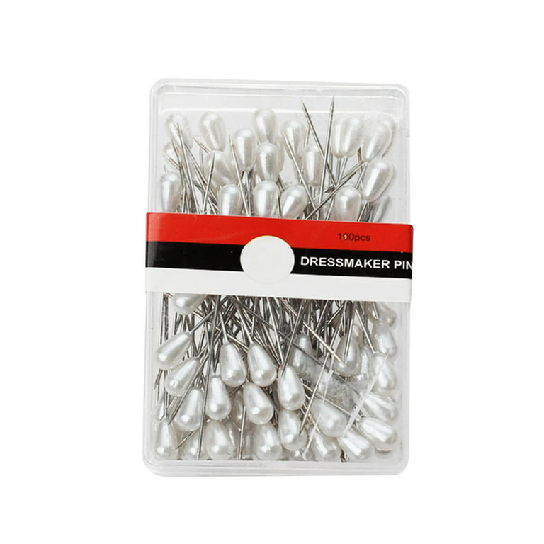 100Pcs Straight Pins Sewing Pins for Fabric Locating Tools Pearlized Head  Push Pins Straight Quilting Pins 5.4cm for Dressmaker Jewelry white
