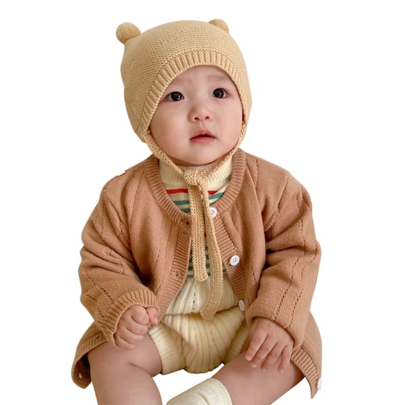 GiLiling Baby Girls and Boys Knit Cardigan - Solid Long Sleeve Sweater Coat for Fall Layering, Casual Outerwear for School Days (Coffee, 0-6 Months)