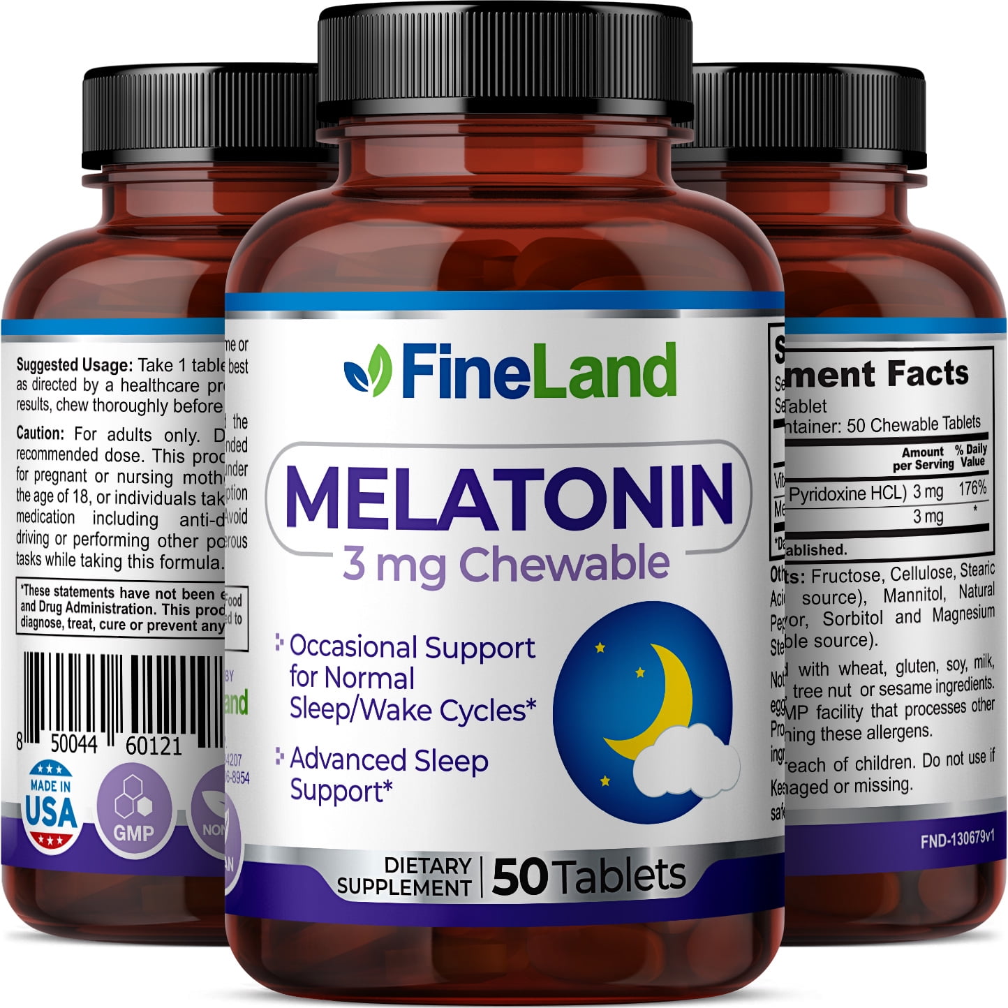 Fineland Melatonin Chewable Capsules 60 Count