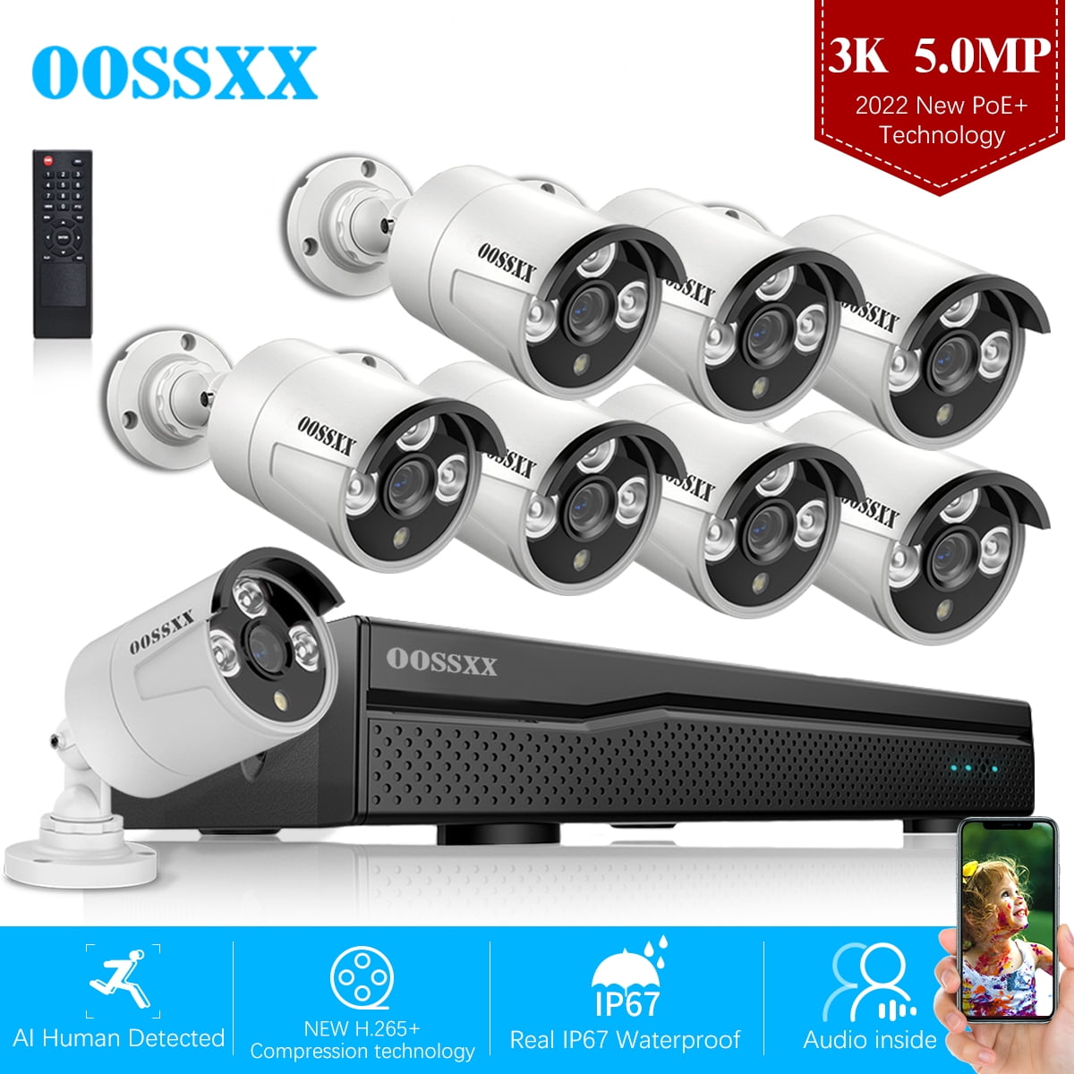 【3K 5.0MP & AI Detected】 POE Security Camera Systems, OOSSXX 8 Channel