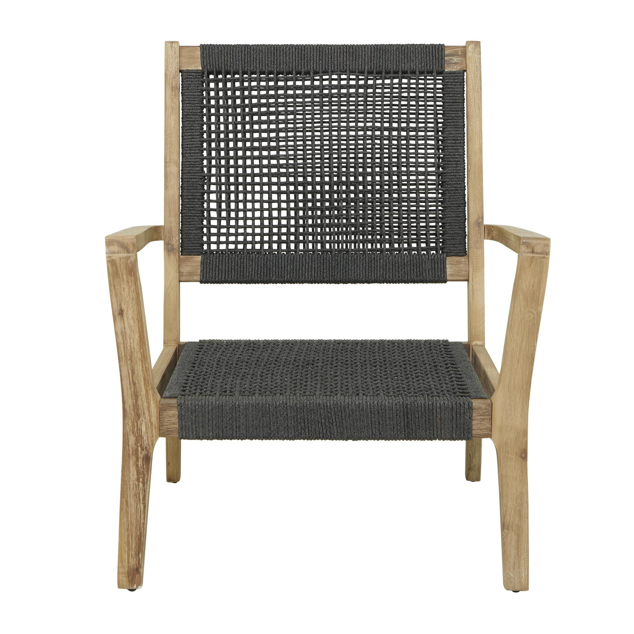 DecMode Wood Outdoor Chair with Cushions - Brown