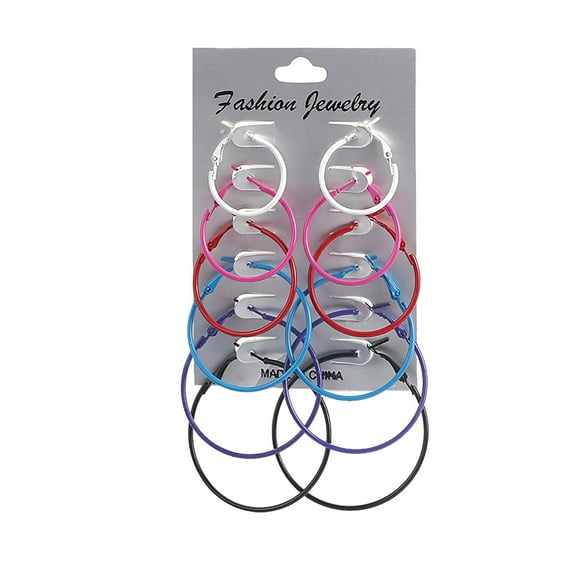 SUSHANG 6 Pairs of Earrings 6 Pairs/Set Hoop Earrings Women Jewelry Circle Fashion Black White Charm Simple