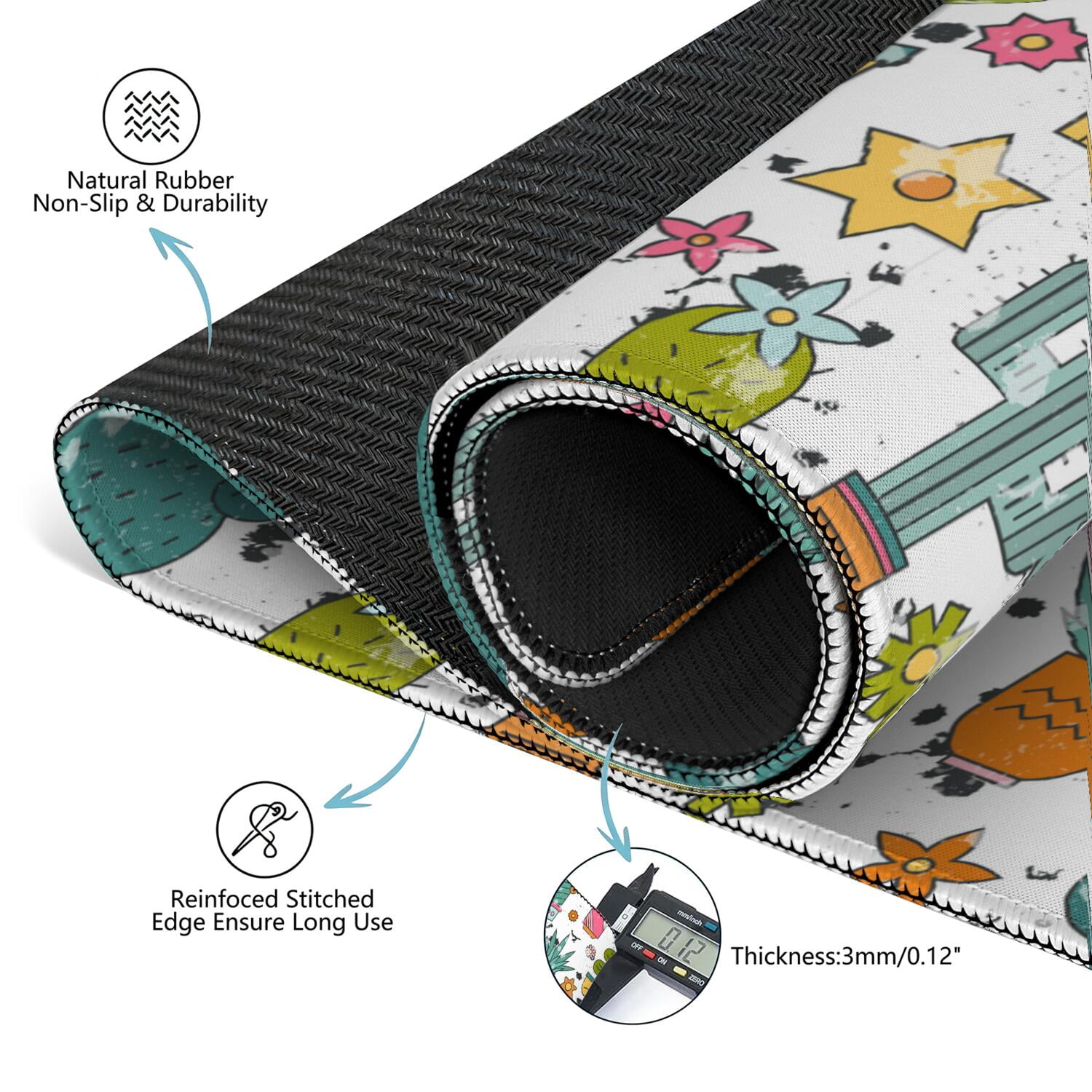 Square Plants Inspired Game Mat 31.5 Inches Crafted from High Quality Rubber Featuring Anti-Slip Backing Grip and Noise Reduction for Tiles Cards Games