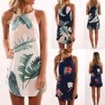 thumbnail image 1 of Robe d'Été Sans Manches à Col Licou pour Femmes, Imprimée, Ajustée, Mini Robe de Soirée, 1 of 7