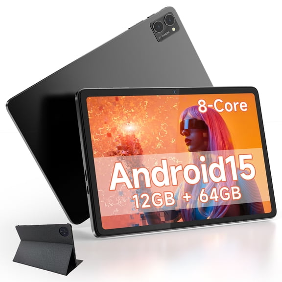 2026 Android 15 Tablet with Octa-Core for Adults,10.1 Inch Tablet with case,10GB RAM 64 GB ROM,HD IPS Touchscreen,6000 mAh,Dual Camera,GMS