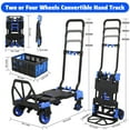 thumbnail image 3 of Heavy Duty 2-in-1 Folding Garden Cart – Convertible Hand Truck Dolly with Basket, 330 lbs Capacity, 4 Wheels, Retractable Handle, Collapsible Utility Trolley for Home, Office, Warehouse Moving, 3 of 8