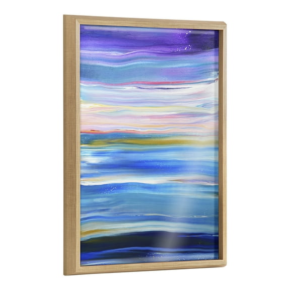 Kate and Laurel Blake Seaside Serenity Framed Printed Glass Wall Art by Xizhou Xie, 18x24 Natural, Modern Abstract Bright Landscape Art for Wall
