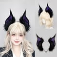 thumbnail image 3 of Hfppkn Plush Bat Ears Headband Gothic Wing Hair Hoop Accessories Purple, 3 of 7