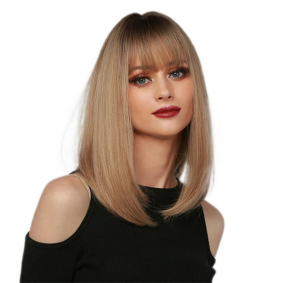 Women'S Fashion High Temperature Resistant Silk Synthetic Bangs Long Hair Wig
