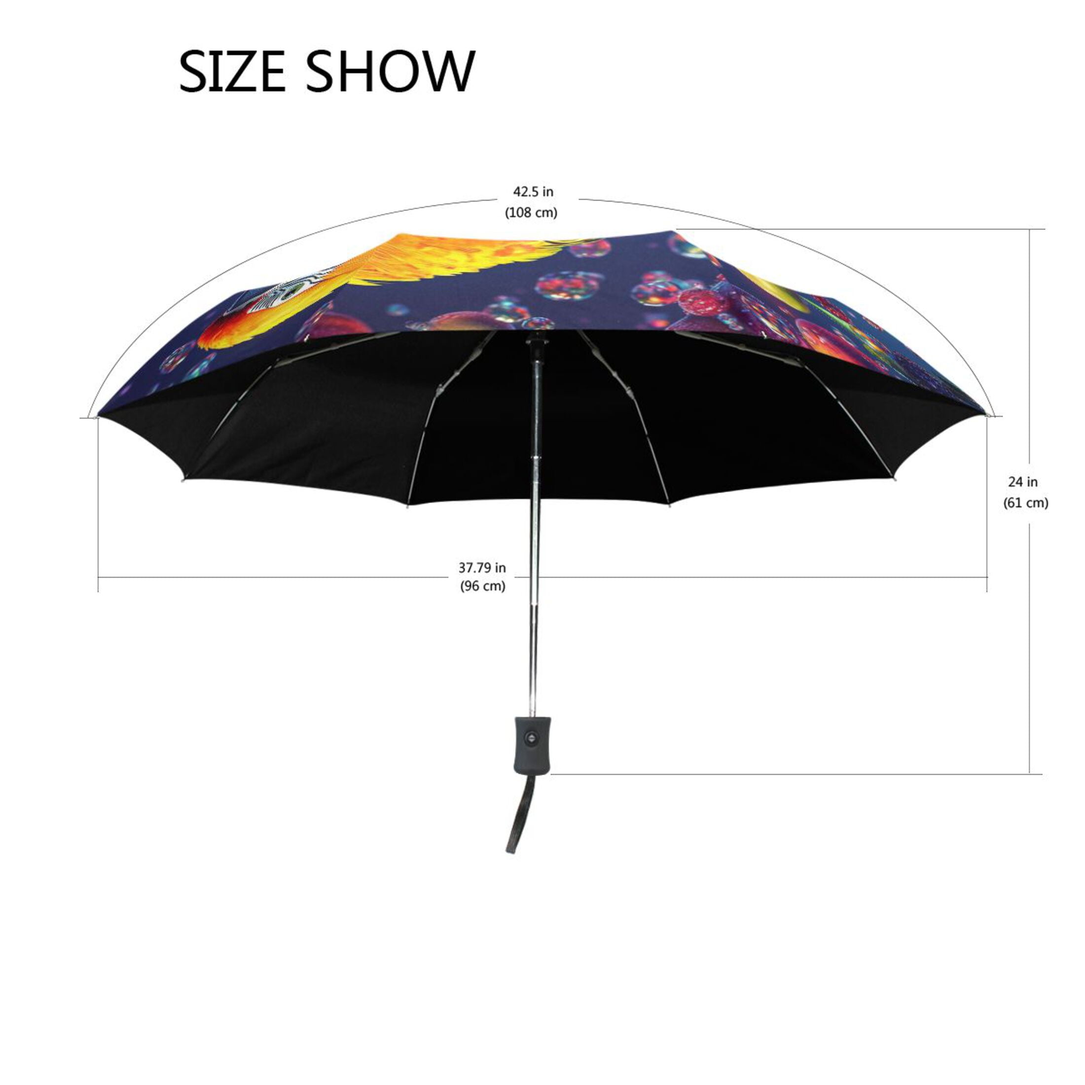 BZSMCE One-Touch Auto Open Close Rain Umbrella With Creative Tropical Paradise Parrot Pattern