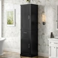 thumbnail image 3 of Tall Storage Cabinet, Bathroom Floor Freestanding Storage Cabinet with 2 Doors, One Drawer, Door Shelve Design, and Adjustable Shelf for Bathroom, Office, Living Room, Black, 3 of 18