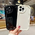 thumbnail image 2 of Compatible with iPhone 12 Pro Max Cute Kawaii Curly Cream Frame Shape Soft Silicone Shockproof Protective Phone Case Cover for Women Girls Black, 2 of 10