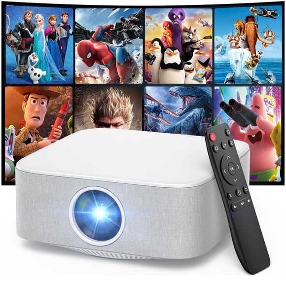 Mini Projecteur Portable avec Mise au Point Électrique, Projecteur NICPOW Full HD 1080P, Projecteur de Films Bluetooth avec Trapèze Automatique, Bluetooth Bidirectionnel, Idéal pour une Utilisation Intérieure Extérieure, Blanc