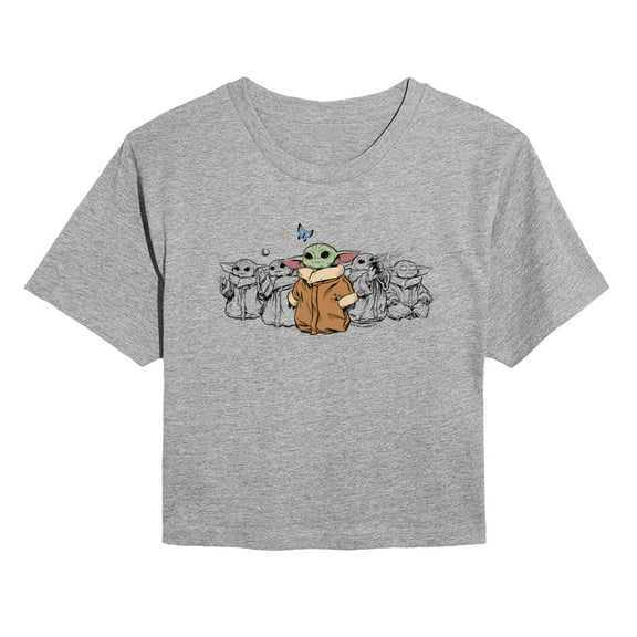 The Mandalorian - Grogu Multi - Juniors Cropped Graphic T-Shirt