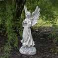 thumbnail image 2 of Northlight 13" Weathered Gray Serene Angel with Dove Outdoor Garden Statue, 2 of 5