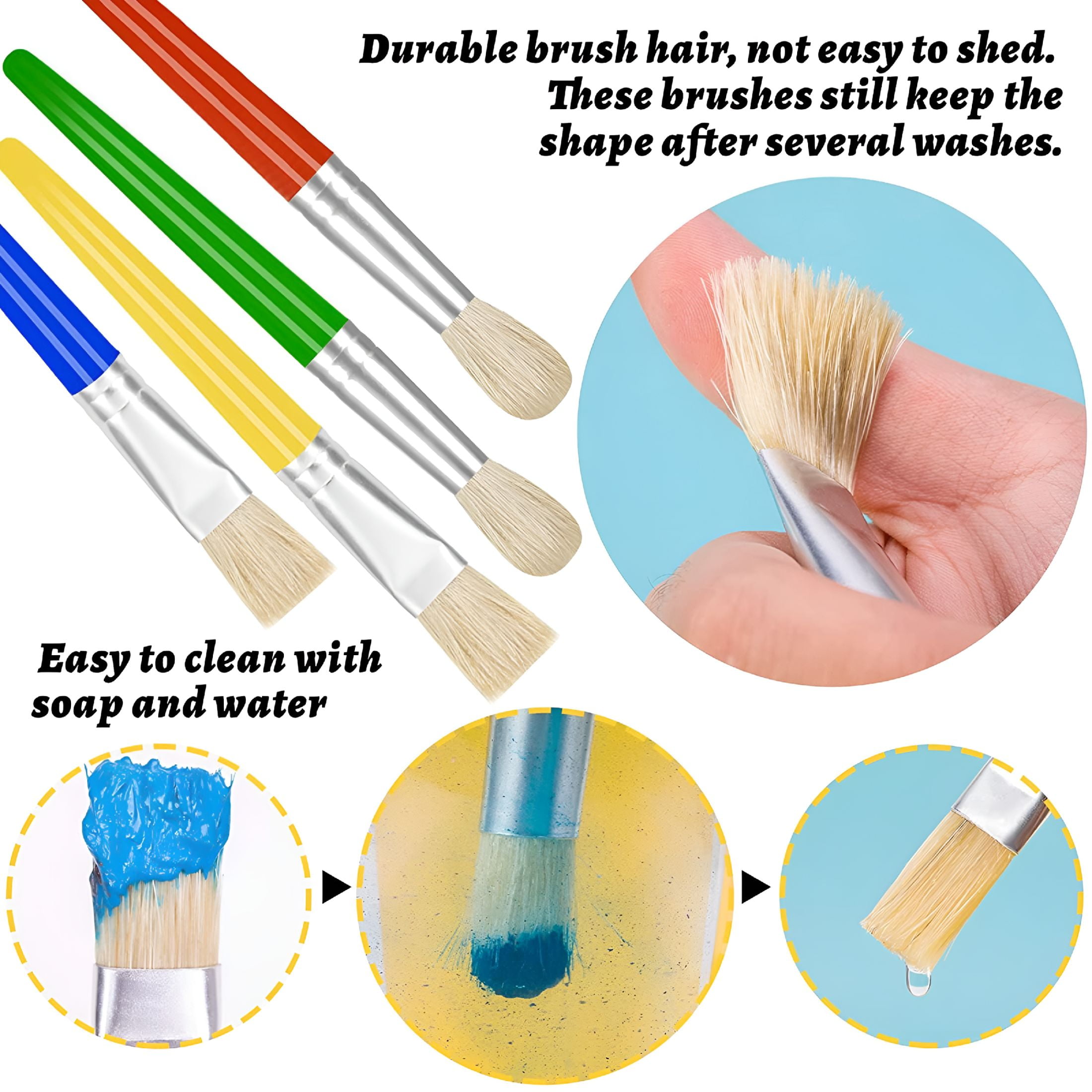 CCOCC 2026 New 16-Piece Kids' Paint Brush Set,Large Washable Brushes,Perfect for Toddlers,Easy Grip,Round and Flat Styles,No-Shed Bristles,Ideal for Acrylics and Washable Paints