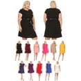thumbnail image 6 of Women's Plus Size Solid Round Neck Front Cutout Short Sleeve Flared A Line Dresses, 6 of 6
