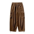 thumbnail image 5 of BOOMNY Men's Baggy Pants Solid Color Corduroy Cargo Pants for Men Wide Leg Plus Size Loose Warm Fall Winter Trousers With Pocket, 5 of 9
