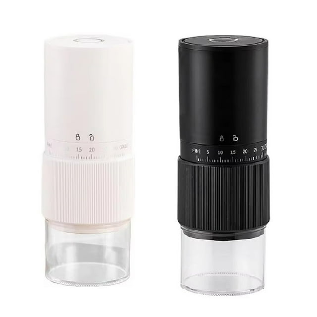 Portable Coffee Grinders Adjustable Coffee Maker Grinder Noise Reduction Grinder for Kitchen Coffee Grinder Rechargeable,2 * Electric Coffee Grinder For Beans 2 * USB cable,Black & White