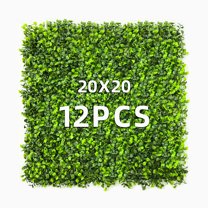 12pcs 20" x 20" Artificial Boxwood Hedge Wall Panel Plastic Boxwood Plant, UV Protected for Outdoor Indoor Garden Fence Backyard