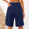 thumbnail image 5 of JJHGVB Linen Shorts for Women Beach Shorts with Pockets Beach Vacation Clothes Womens Linen Shorts Pure Color Shorts Wide Leg Shorts for Women Below the Knee Women Linen Shorts Lounge Shorts Blue L, 5 of 8