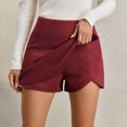 thumbnail image 4 of Amkhujs Womens Mini Skirts with Shorts Trendy Elegant Work Shirt Curved Hem High Waist A Line Skirt with Zipper,Wine,M, 4 of 8