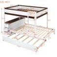 thumbnail image 4 of uhomepro Full over Full Bunk Bed with Desk and Trundle, USB Charging Station and 3 Drawers, Solid Wood Bunk Bed Frame for Kids Teens Adults, Maximum Space Design, No Box Spring Required, White+Walnut, 4 of 10