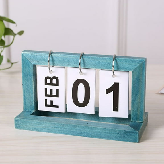 Wooden Vintage Home Calendar Cafe Desktop Decorative Rustic Ornaments DIY Flip Planner Table Perpetual Calendar Office Supplies