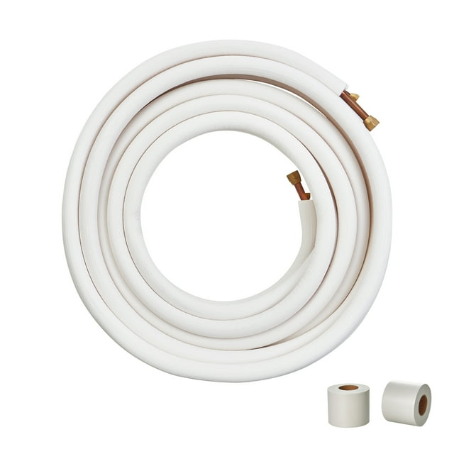 VEVOR 50FT Mini Split Line Set, 3/8" & 5/8" O.D Copper Pipes Tubing and Triple-Layer Insulation, for Mini Split Air Conditioning Refrigerant