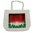 thumbnail image 1 of Christmas Shopping Bag, Blurry Xmas Carol Background Santa Fir Rudolph Annual Festival Image, Eco-Friendly Reusable Bag for Groceries Beach and More, 15.5" X 14.5", Cream, by Ambesonne, 1 of 2