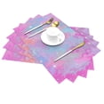 thumbnail image 2 of YFYANG Washable Heat-Resistant Placemats, 70% PVC/30% Polyester, Pink Dream Stars Kitchen Table Mat, 12" x 18" 6 Piece, 2 of 6